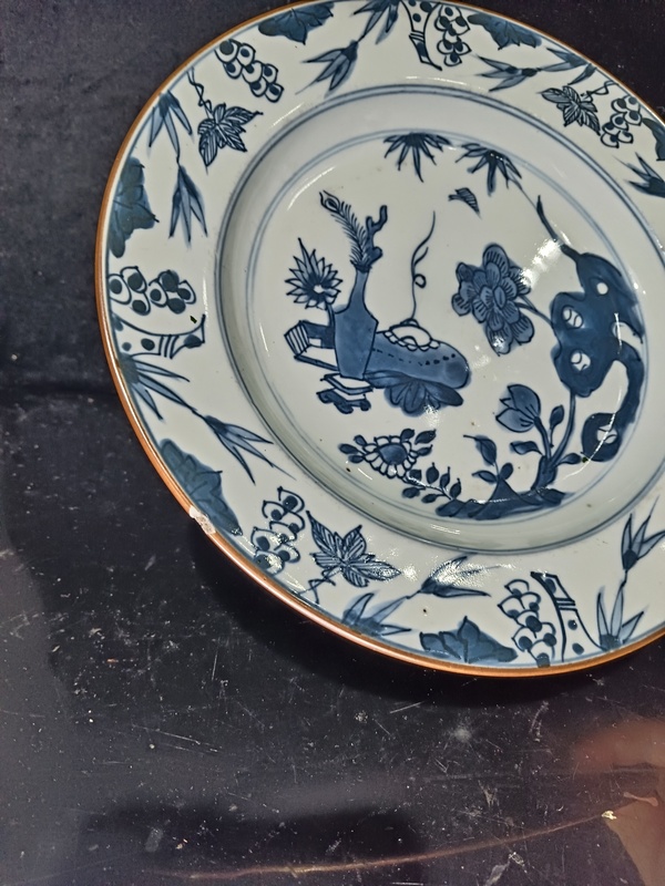 古玩陶瓷清康熙?博古紋青花盤拍賣,當前價格1500元