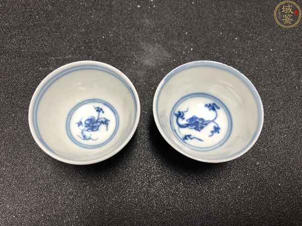 古玩陶瓷一對大清光緒年製本朝款青花纏寶相蓮紋杯拍賣,當前價格2680元