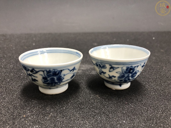 古玩陶瓷一對大清光緒年製本朝款青花纏寶相蓮紋杯拍賣,當前價格2680元