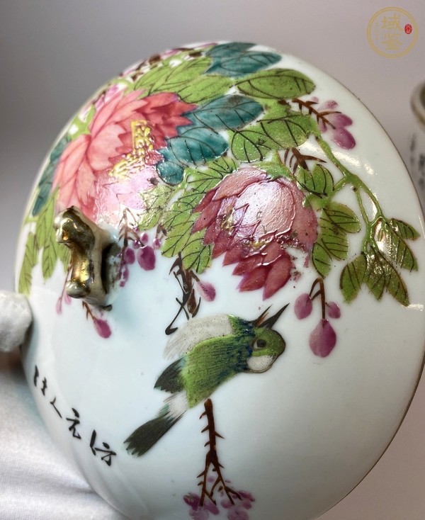 古玩陶瓷粉彩花鳥紋一品鍋真品鑒賞圖