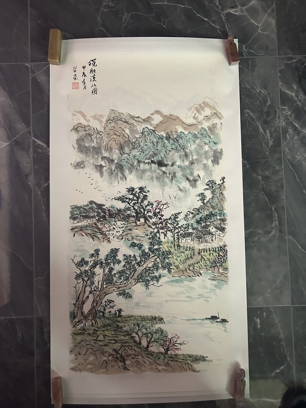 古玩字畫李學榮《攬勝溪山圖》拍賣,當前價格650元