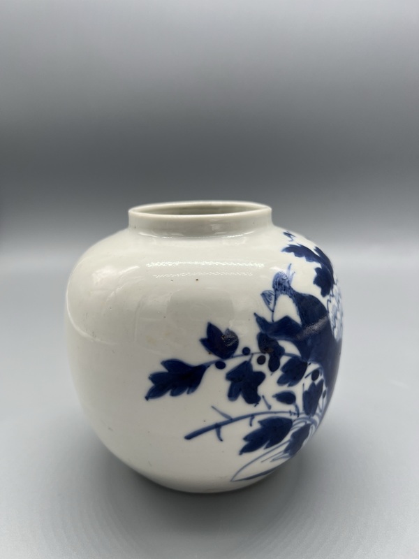 古玩陶瓷清中晚期青花富貴白頭罐拍賣,當前價格792元