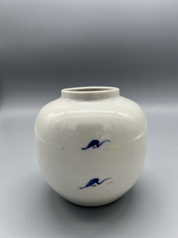 古玩陶瓷清中晚期青花富貴白頭罐拍賣,當前價格792元