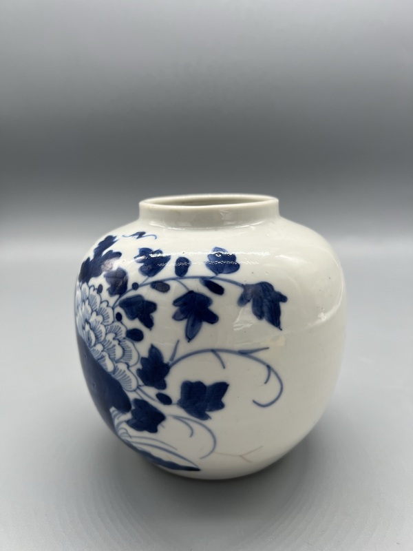 古玩陶瓷清中晚期青花富貴白頭罐拍賣,當前價格792元