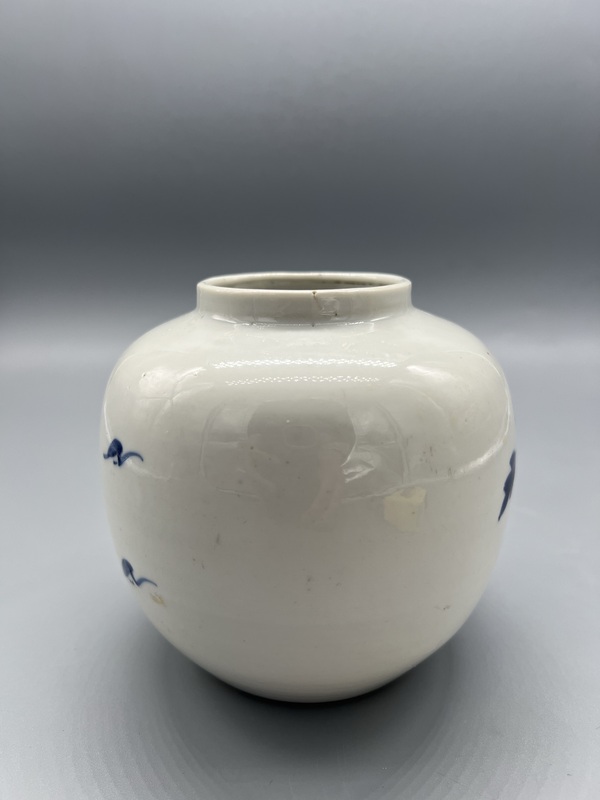 古玩陶瓷清中晚期青花富貴白頭罐拍賣,當前價格792元