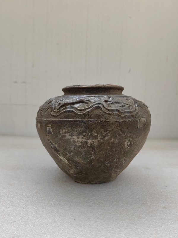 古玩陶瓷漢綠釉跑獸紋罐拍賣,當前價格850元