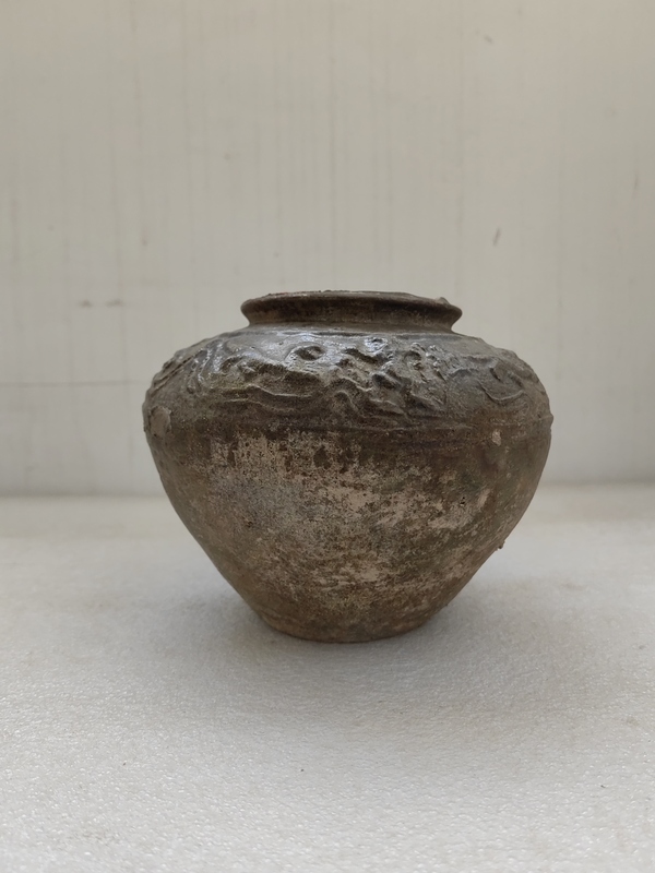 古玩陶瓷漢綠釉跑獸紋罐拍賣,當前價格850元