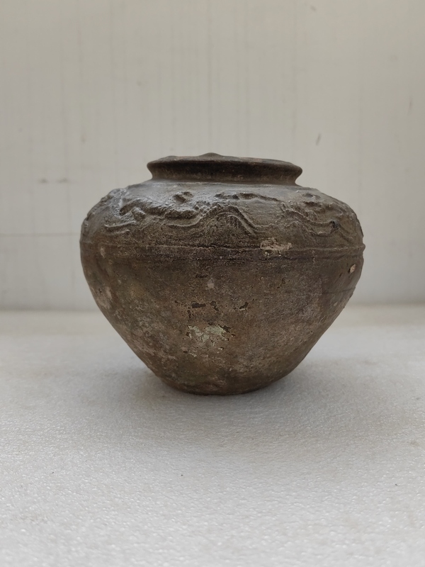 古玩陶瓷漢綠釉跑獸紋罐拍賣,當前價格850元