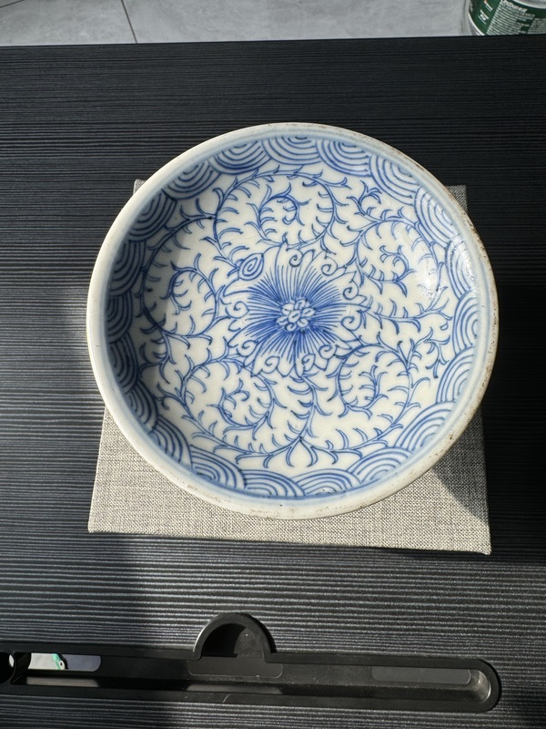 古玩陶瓷青花淡描花卉紋高足盤拍賣,當前價格980元