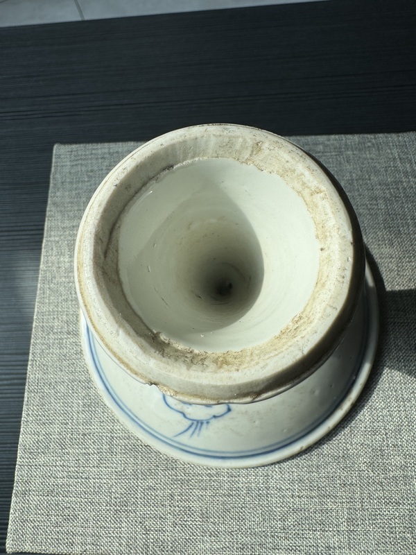 古玩陶瓷青花淡描花卉紋高足盤拍賣,當前價格980元