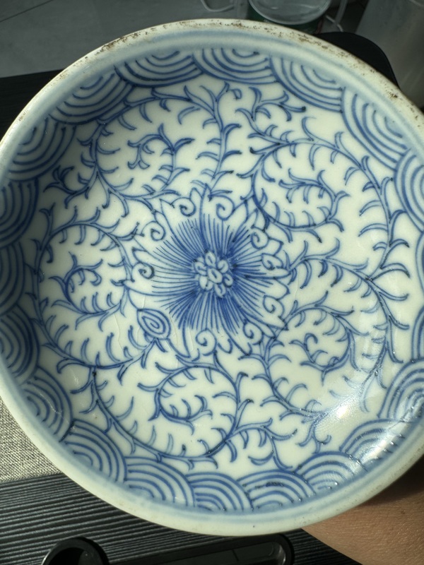 古玩陶瓷青花淡描花卉紋高足盤拍賣,當前價格980元