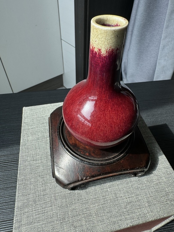古玩陶瓷乾隆·鈞窯窯變釉小天球瓶拍賣,當前價格11800元