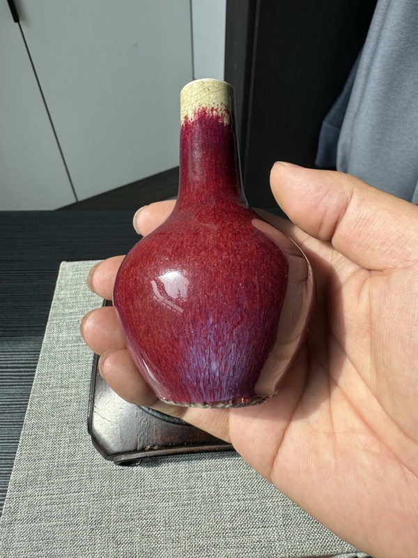 古玩陶瓷乾隆·鈞窯窯變釉小天球瓶拍賣,當前價格11800元
