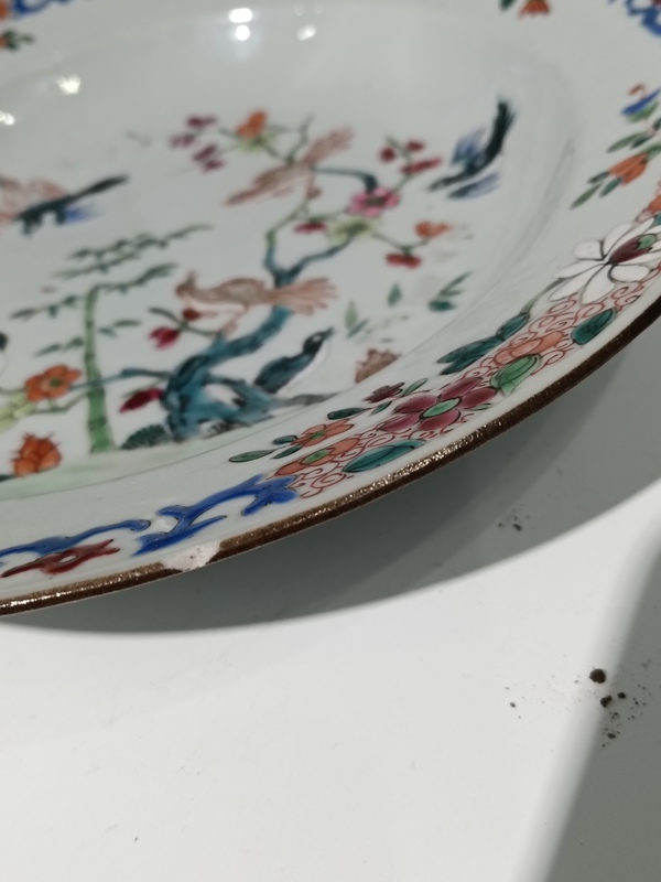 古玩陶瓷清中早期乾隆花鳥紋粉彩盤拍賣,當前價格4500元