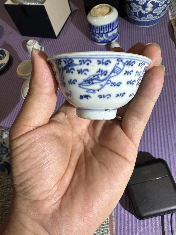 古玩陶瓷明·青花魚藻紋茶杯拍賣，當前價格2600元