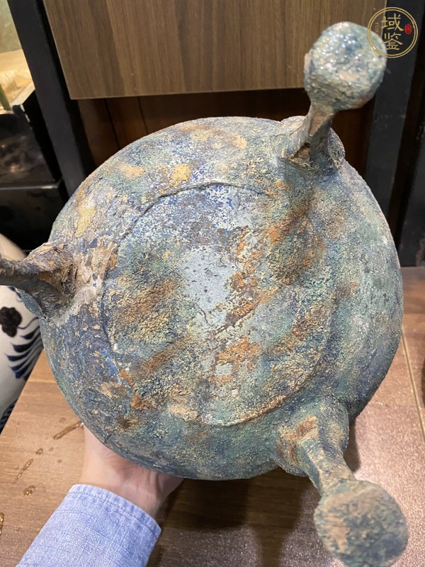 古玩銅器獸蹄足青銅蓋鼎真品鑒賞圖