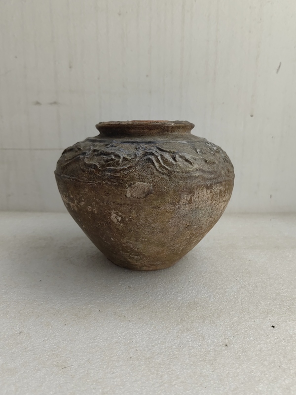 古玩陶瓷漢綠釉跑獸紋罐拍賣,當前價格850元