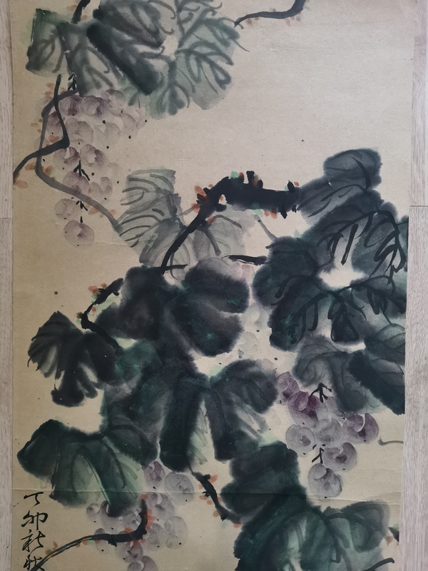 古玩字畫已故海派大師陳佩秋(國畫大師謝稚柳夫人)寫意葡萄拍賣,當前價格50000元