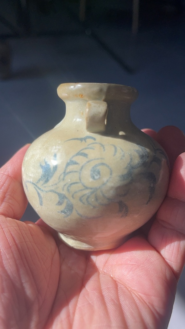 古玩陶瓷元代青花菊花雙系罐拍賣,當前價格5000元