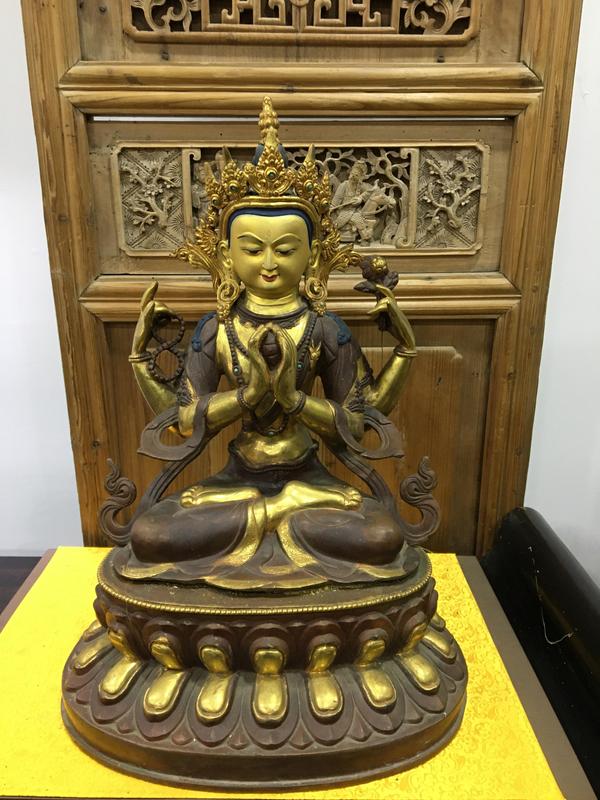 古玩雜項觀音銅造像拍賣,當前價格12000元