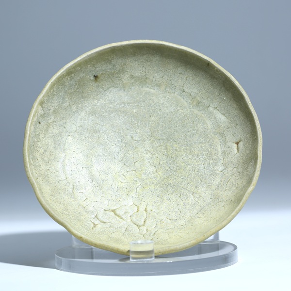 古玩陶瓷元代鈞窯青釉花口盤拍賣，當前價格1900元