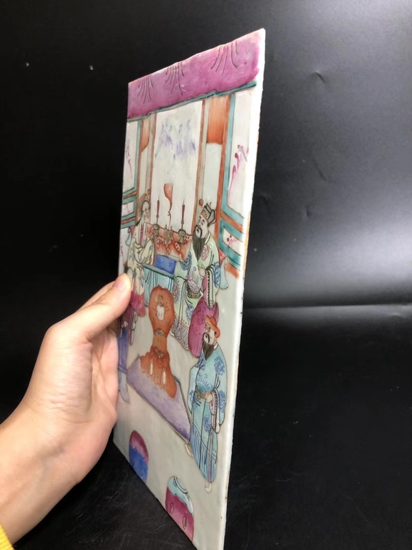 古玩陶瓷精品 清道光 細路粉彩郭子儀拜壽圖瓷板拍賣,當前價格9888元