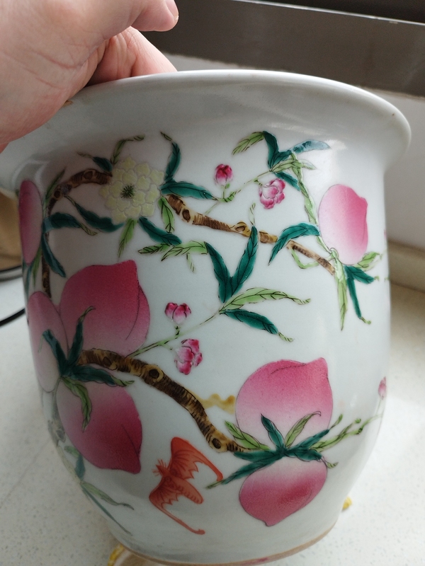 古玩陶瓷粉彩福壽紋花盆拍賣,當前價格1880元