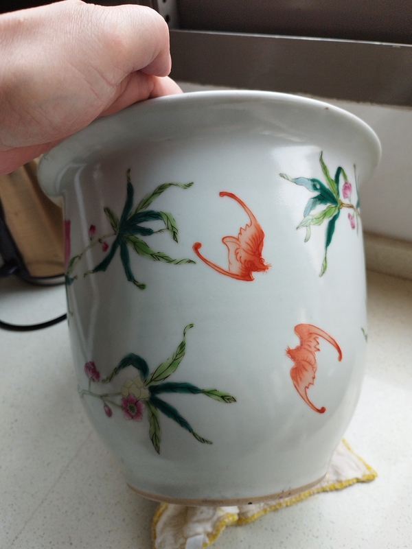 古玩陶瓷粉彩福壽紋花盆拍賣,當前價格1880元