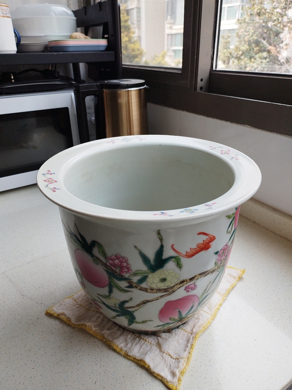 古玩陶瓷粉彩福壽紋花盆拍賣,當前價格1880元