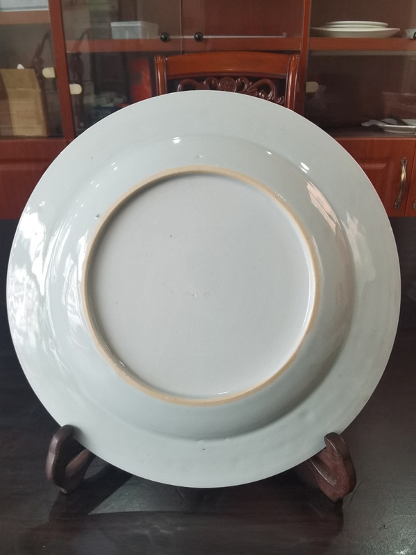 古玩陶瓷青花洞石花卉紋折沿盤拍賣,當前價格1800元