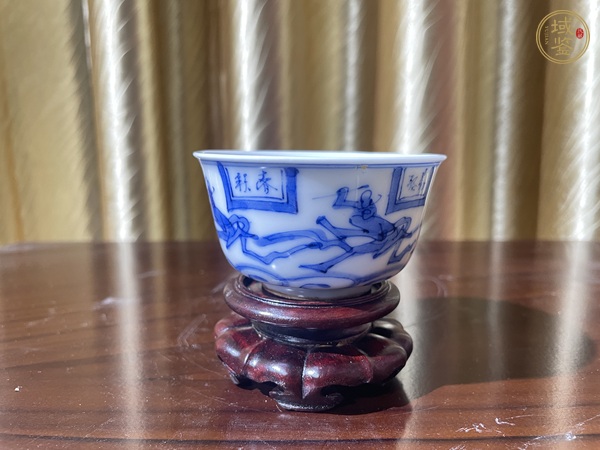 古玩陶瓷十九世紀(jì)·青花人物故事紋杯真品鑒賞圖