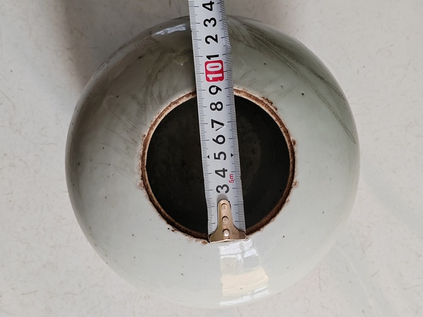 古玩陶瓷刻瓷墨彩牡丹錦雞紋西瓜罐拍賣,當前價格1500元