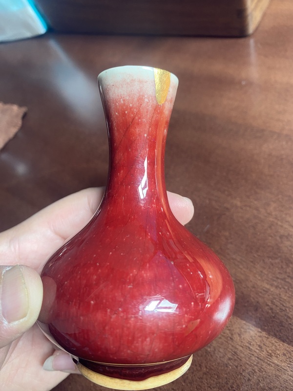 古玩陶瓷清中 朗窯紅釉小荸薺賞瓶拍賣,當前價格6880元