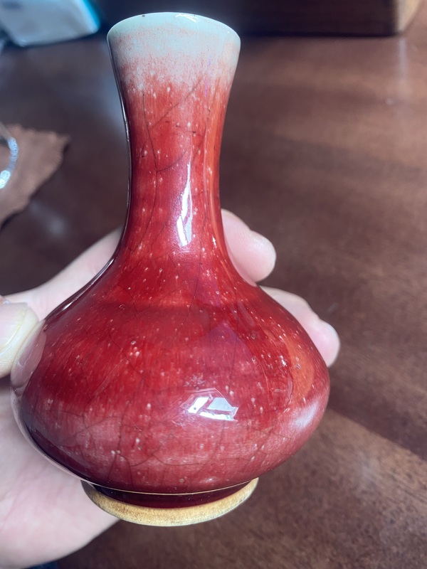 古玩陶瓷清中 朗窯紅釉小荸薺賞瓶拍賣,當前價格6880元