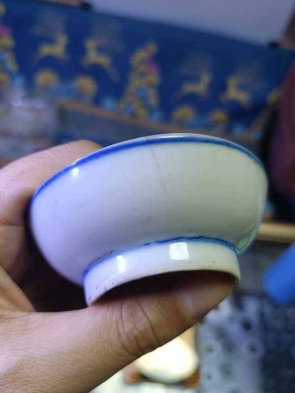 古玩陶瓷民國~青花足圈紋小碟拍賣,當前價格88元