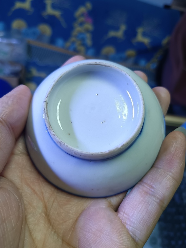 古玩陶瓷民國~青花足圈紋小碟拍賣,當前價格88元