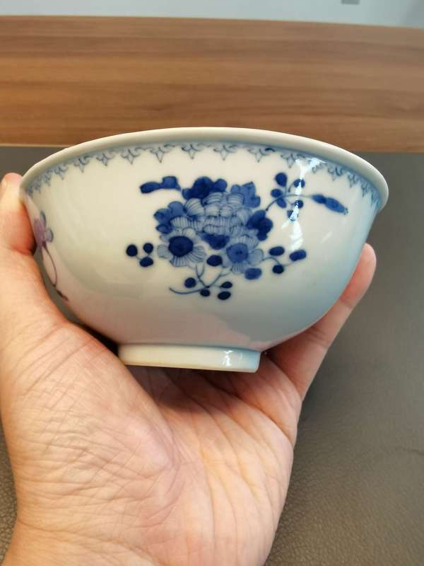 古玩陶瓷大清光緒年製本朝官窯款青花花卉紋茶碗拍賣,當前價格3500元