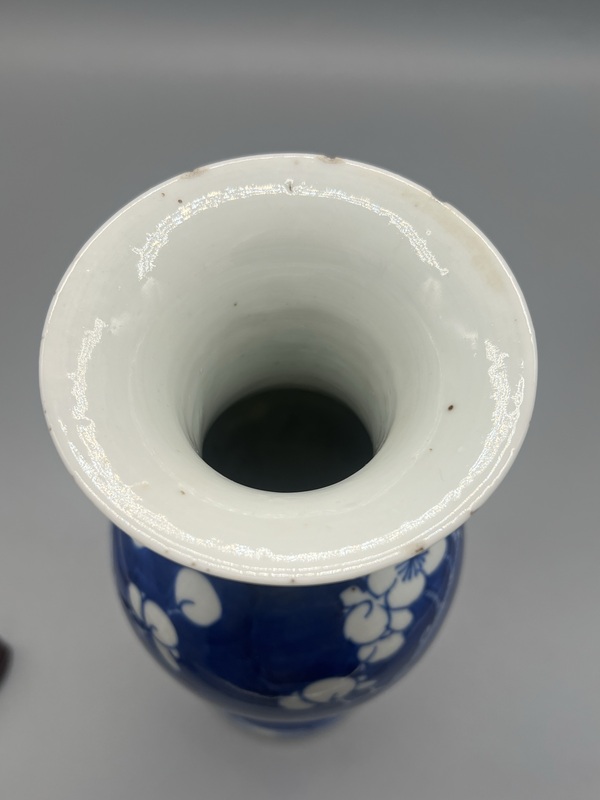 古玩陶瓷晚清青花留白冰梅大觀音瓶拍賣,當前價格1683元