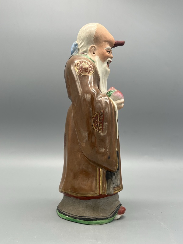 古玩陶瓷民國粉彩壽星瓷塑拍賣,當前價格1485元