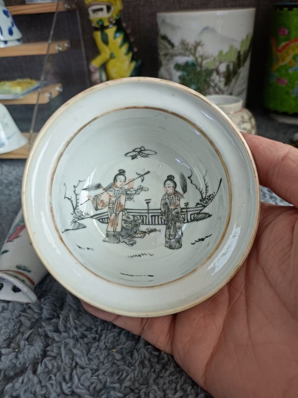 古玩陶瓷同治墨彩黛玉葬花洗拍賣,當前價格3888元