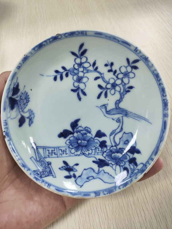 古玩陶瓷花鳥紋青花盤拍賣,當前價格550元