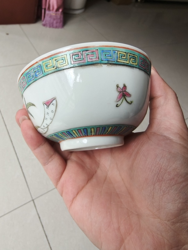 古玩陶瓷粉彩博古圖茶碗拍賣,當前價格1580元
