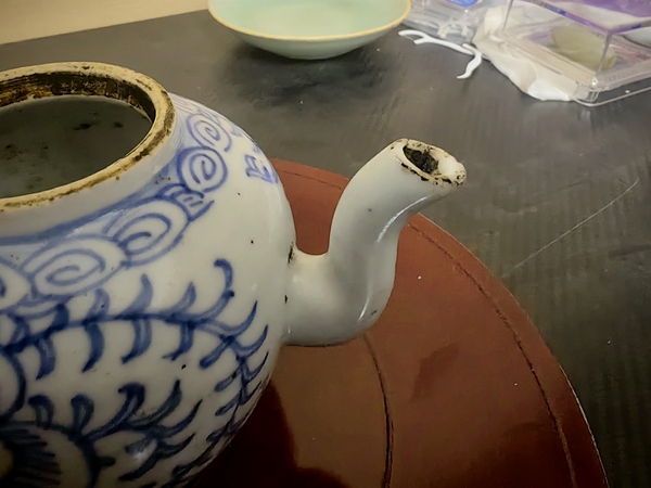 古玩陶瓷青花淡描花卉紋茶壺拍賣,當前價格500元