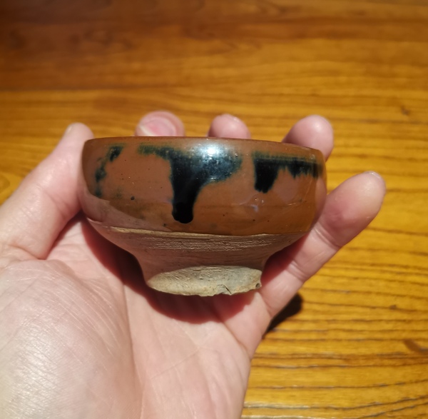 古玩陶瓷宋金紫金釉高足茶盞拍賣,當前價格680元