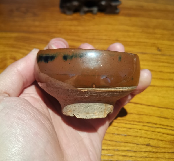 古玩陶瓷宋金紫金釉高足茶盞拍賣,當前價格680元