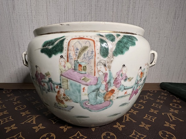 古玩陶瓷五子奪魁紋粉彩四系粥罐拍賣,當(dāng)前價格1400元