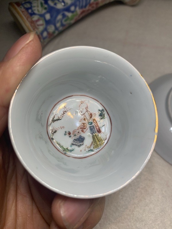 古玩陶瓷雍正粉彩描金人物紋杯碟拍賣,當前價格1188元