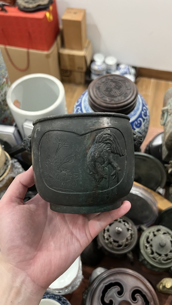 古玩雜項(xiàng)民國(guó)大明宣德年銅爐拍賣(mài),當(dāng)前價(jià)格1777元