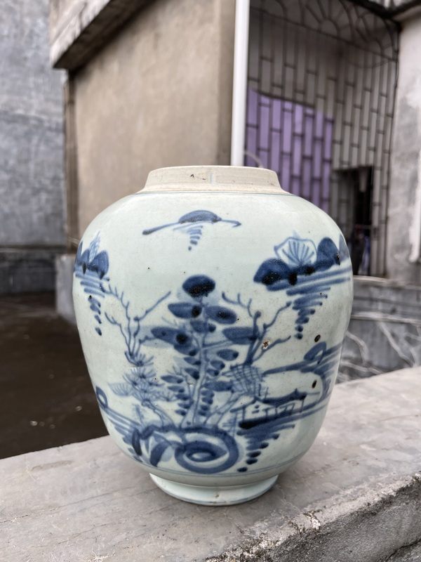 古玩陶瓷明代青花松竹梅紋大罐拍賣,當(dāng)前價(jià)格1888元