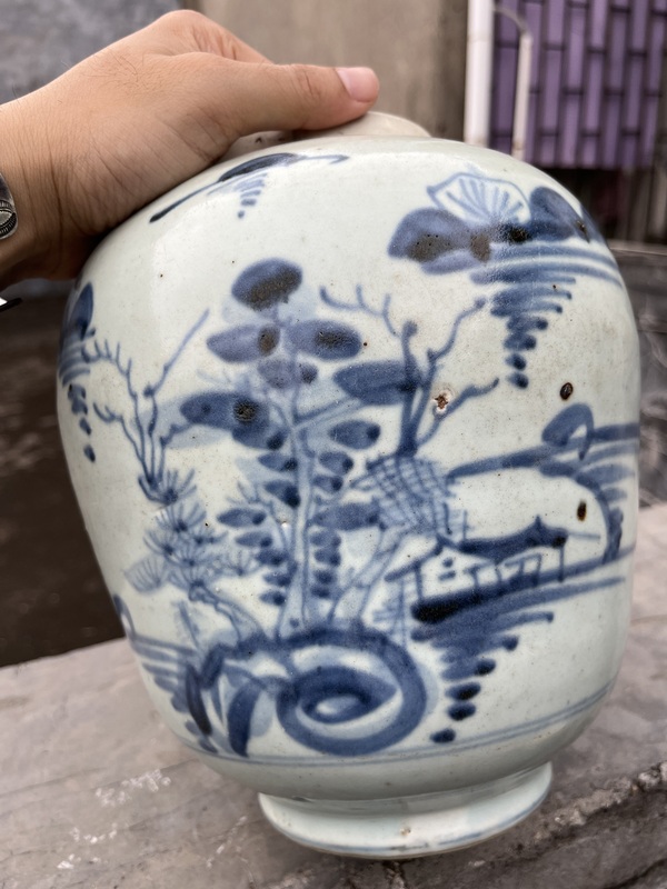 古玩陶瓷明代青花松竹梅紋大罐拍賣,當(dāng)前價(jià)格1888元